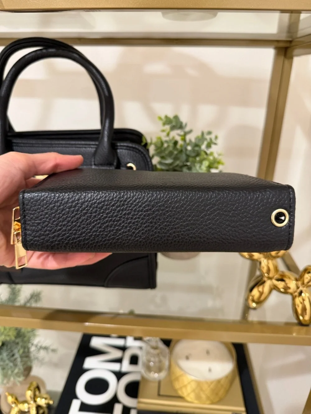 Black Satchel Handbag with Zip Wallet - Picture 5 of 13